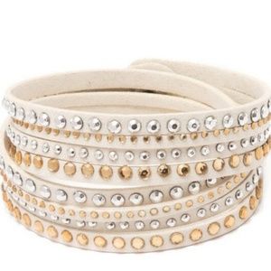 Vegan Leather Wrap Bracelet Austrian Crystals